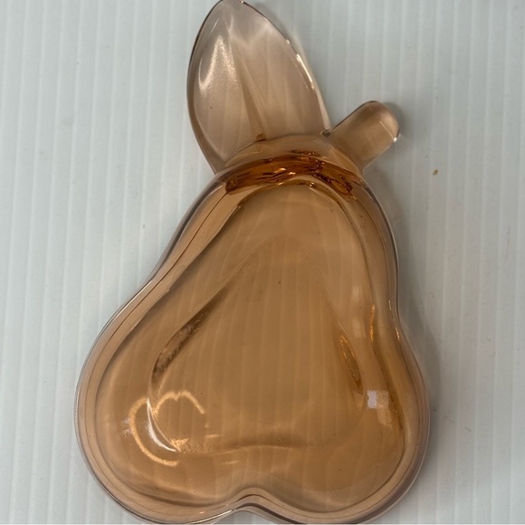 Art Vannes France Crystal Peach Glass Pear Shaped Bowl, Trinket Dish, Ashtray - Picture 6 of 9